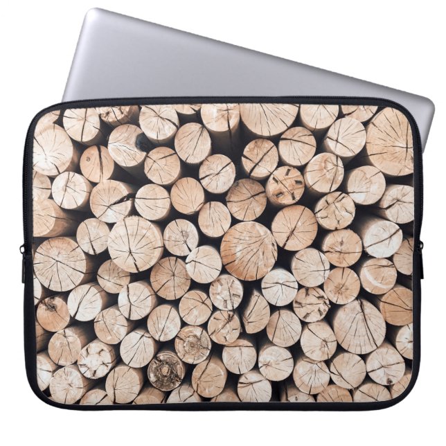 Brun trälogg laptop fodral (Framsidan)