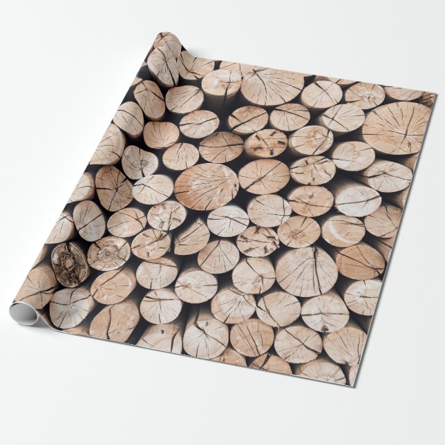 Brun trälogg presentpapper (Utrullad)