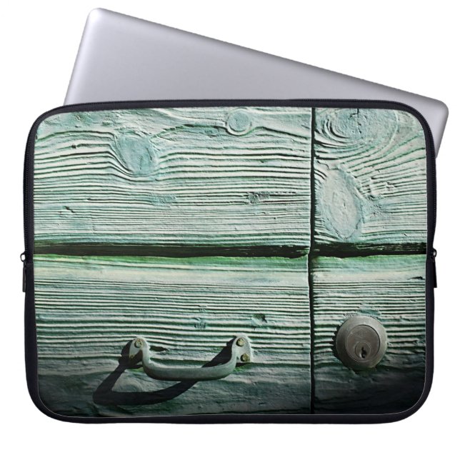 Brun trämåda laptop fodral (Framsidan)