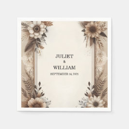 Brun träpaperie återvunnet Pappra Bröllop Pappersservett