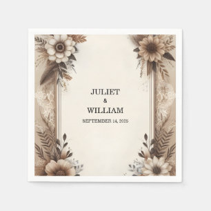 Brun träpaperie återvunnet Pappra Bröllop Pappersservett