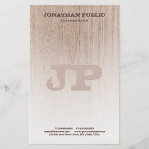 Brun träsnämndsmonogrammall brevpapper