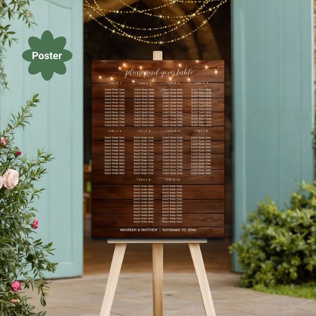 Brun trästräng Ljus 10 Bord Bröllop säten i Poster (Skapare uppladdad)