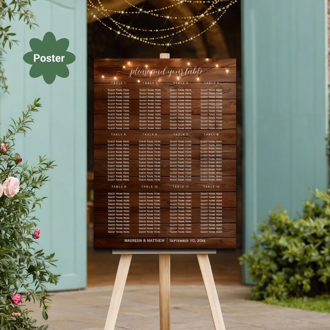 Brun trästräng Ljus 12 Bord Bröllop säten i Poster (Skapare uppladdad)