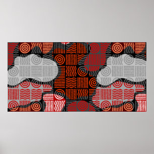 Brun tribal geometrisk bakgrund i block patchwo poster