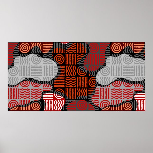 Brun tribal geometrisk bakgrund i block patchwo poster (Framsidan)