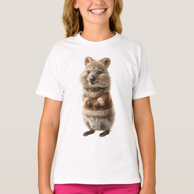 Brun Tröja Leende Quokka Barn (Framsida)