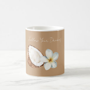 Brun Tropisk Kokos Plumeria Blomma Kaffemugg
