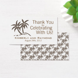 Brun tropisk Tvillin Handflatan Träd bröllopsförmå Visitkort