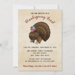 Brun Turkiet Thanksgiving - middagsinbjudan Inbjudningar