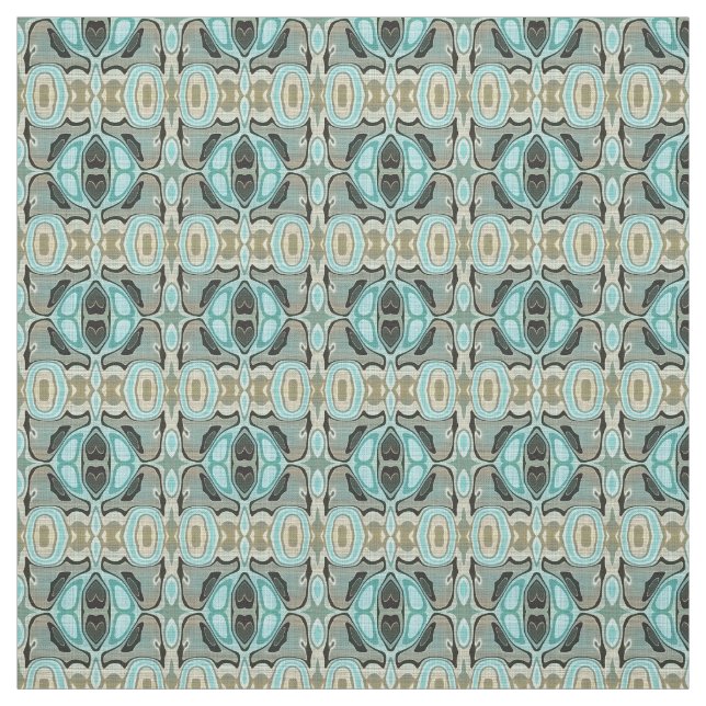 Brun turkos Grönt Bali Batik Stil Mönster Tyg (Provkarta)