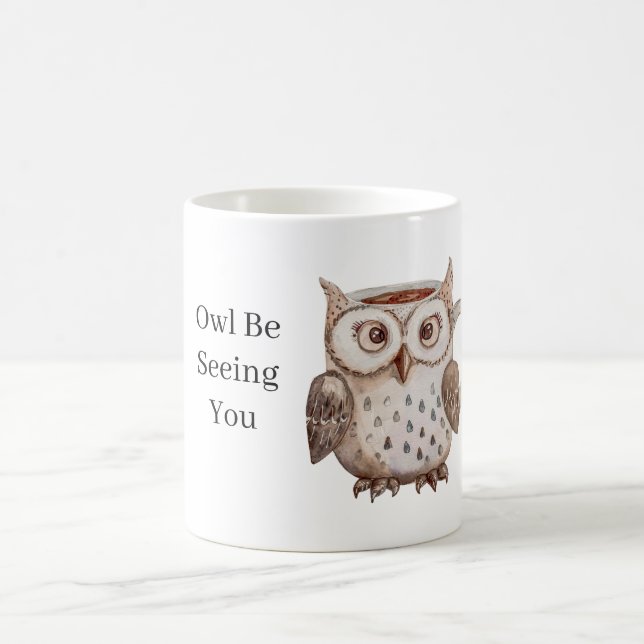 Brun Uggla Kommer Att Se Dig Kaffemugg (Center)
