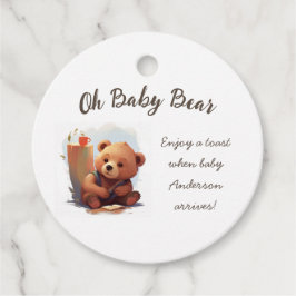 Brun Unge Bear Baby Shower Gåvor Etiketter