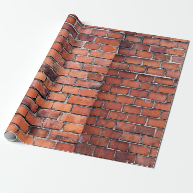 Brun väggtegel presentpapper (Utrullad)