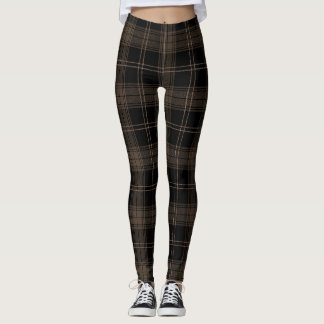 Brun, valnöt, svart, romersk kaffe twill Tartan Leggings
