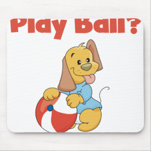 Brun valp med boll musmatta