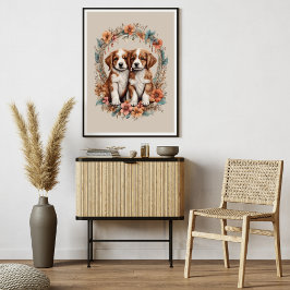 Brun valpar och Orange Poster