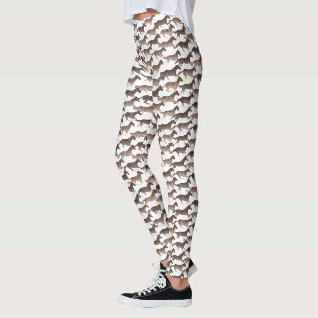 Brun vattenfärgshästar leggings (Vänster)