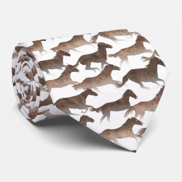 Brun vattenfärgshästar slips