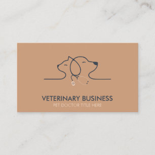 Brun Veterinär Paw Pet Doktor Djur Visitkort