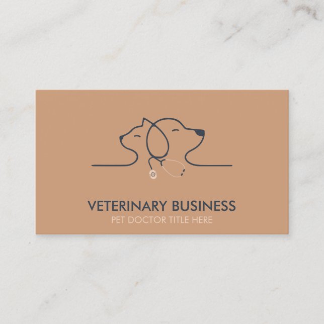 Brun Veterinär Paw Pet Doktor Djur Visitkort (Framsida)