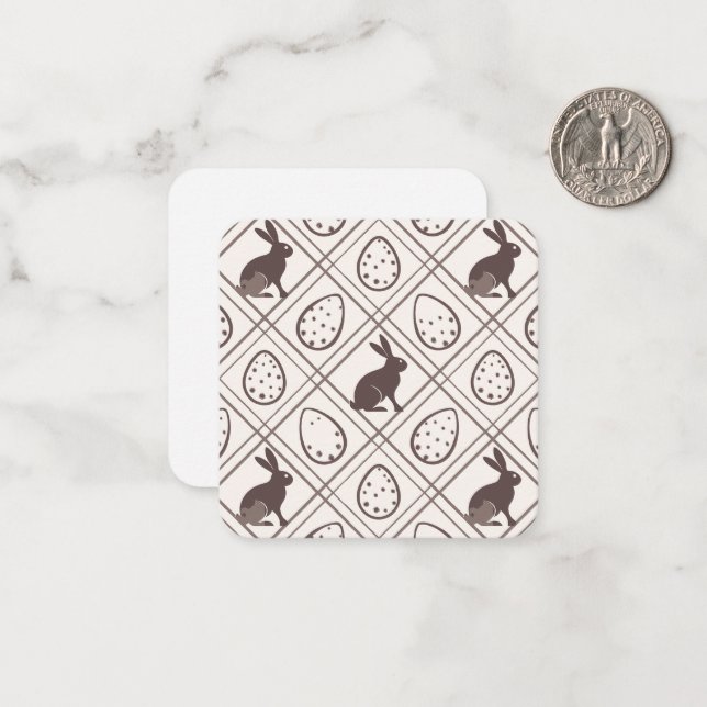 Brun Vichy-tryckt Påsk Anteckningskort (Fram/Back In Situ)