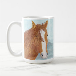 Brun Vild Horse Blue Mountain Sjö - akryl. Kaffemugg