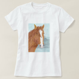 Brun Vild Horse Blue Mountain Sjö - akryl. T Shirt