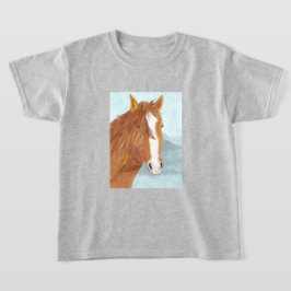 Brun Vild Horse Blue Mountain Sjö - akryl. T Shirt