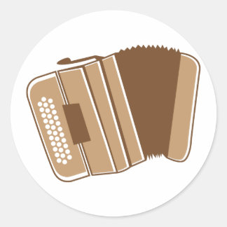 Brun vintage accordion runt klistermärke