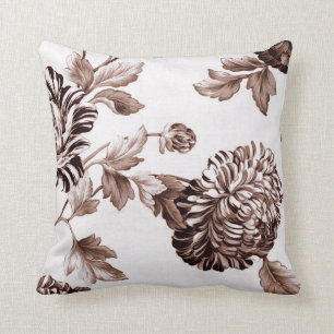 Brun vintage blom- Toile No.2 för Sepia Kudde