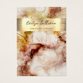 Brun visning för vattenfärgshalsband i guld visitkort