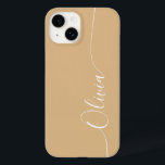Brun vit Elegant, Kalligrafi, skript Namn<br><div class="desc">Brun Elegant White Calligraphy Script Anpassningsbar Personlig Namn iPhone 14 Smart Phone Case har en modern och enkel design för trendig och snyggt med din personlig namn i elegant-handskriven calligraphy-skripttypografi på bruna bakgrunder. Designad av ©Evco Studio www.zazzle.com/store/evcostudio</div>