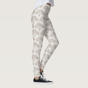 Brun vit etnisk afrikansk traditionell mönster leggings