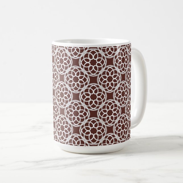 Brun vit geometrisk sömlös Mönster Kaffemugg (Framsida höger)