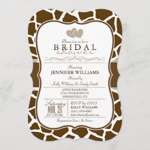 Brun, vit Giraffe Animal Print Möhippa Inbjudningar