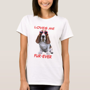 Brun vit halshund Hjärtformad solglasyr T Shirt