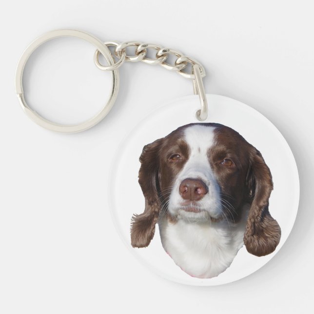 Brun & Vit Hund akrylnyckelring (Framsidan)