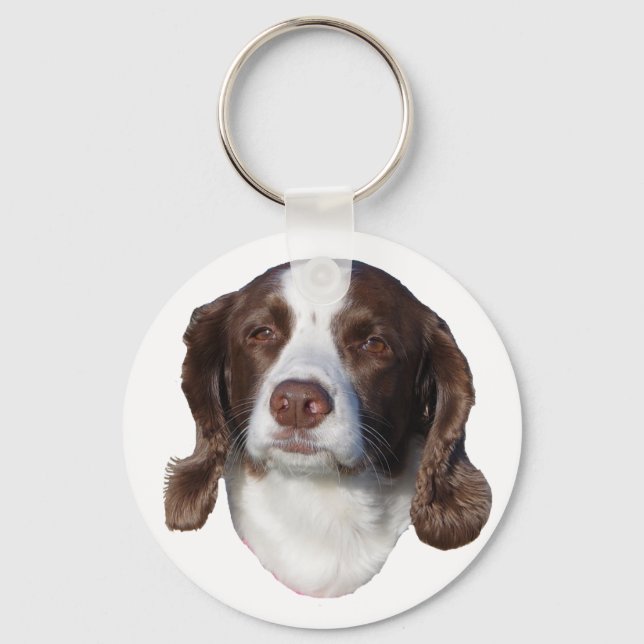 Brun & Vit Hund nyckelring (Framsida)