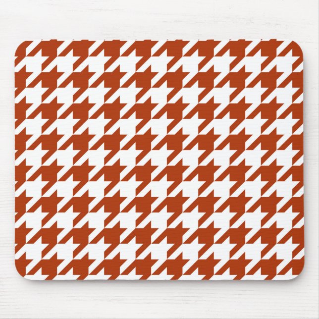Brun vit hundtandsrutig plaggdesign  musmatta (Framsidan)