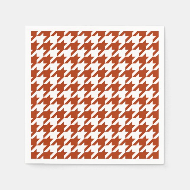 Brun vit hundtandsrutig randig design  pappersservett (Framsidan)