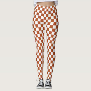 Brun vit kontrollerad check Mönster Leggings