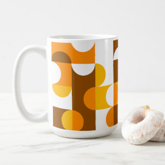 Brun Vit Orange Gul Halvcirkelmönster Kaffemugg