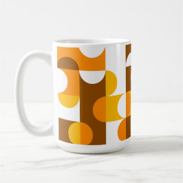 Brun vit Orange Gult Halvcirklar Mönster Kaffemugg