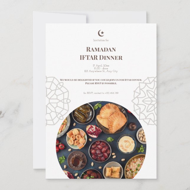 Brun Vit Ramadan Iftar Middag Inbjudningar (Framsida)