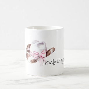 Brun Vit Rosa Slöja Cowboyhatt Kaffemugg