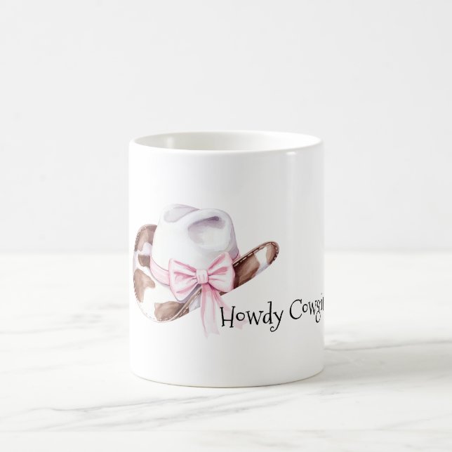 Brun Vit Rosa Slöja Cowboyhatt Kaffemugg (Center)