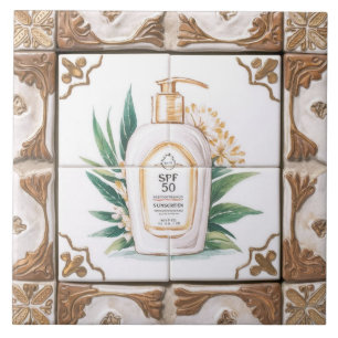 Brun vit SPF 50 Solskyddsbåge Bathroom Kakelplatta