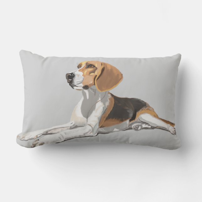 Brun vit & svart beagle lumbarkudde (Framsida)