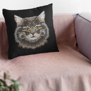 Brun Vit Svart Hankatt Kudde